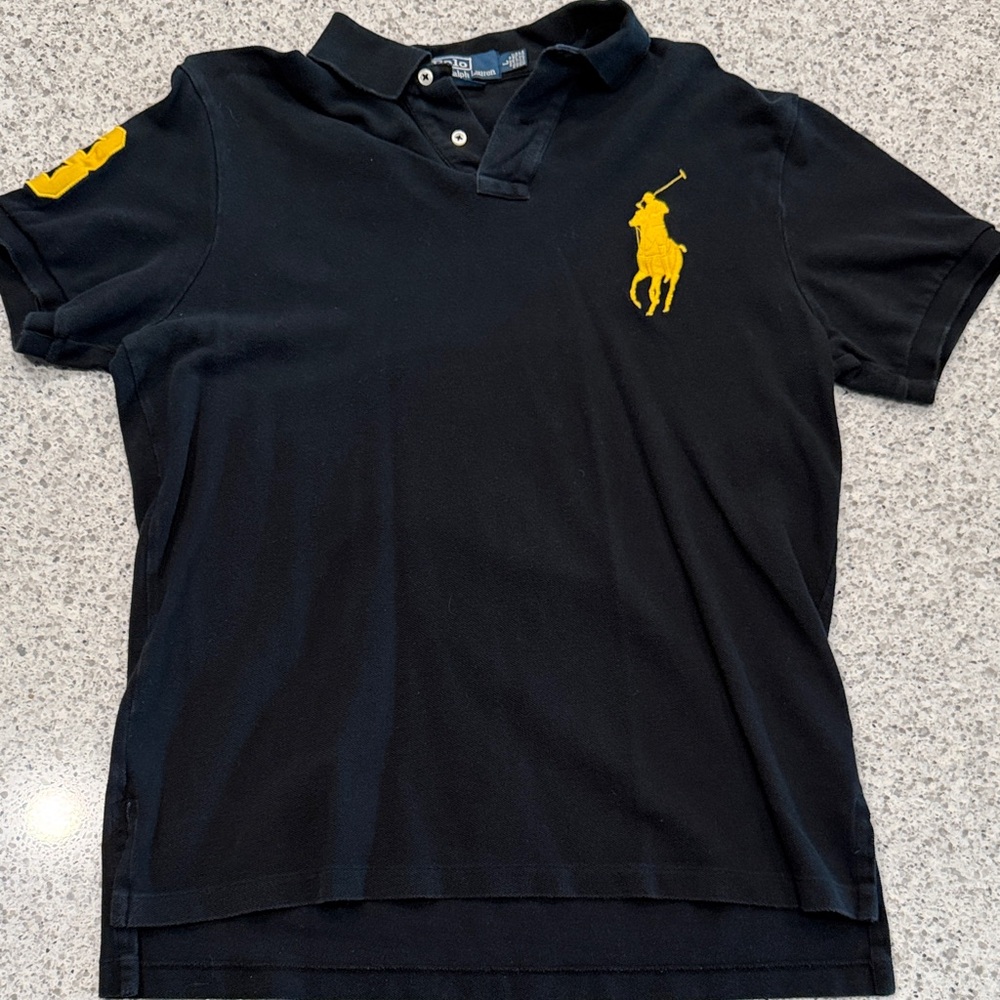 Polo by Ralph Lauren Black Polo Shirt Big Pony Size Large